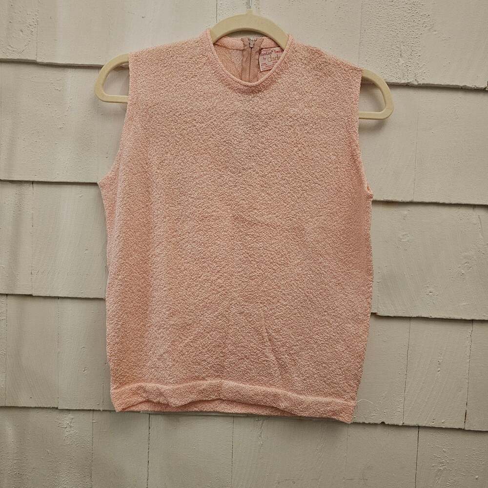 Vintage Darlene Ban-Lon Sweater Pink Sleeveless Mock Neck Knit Top Made in USA